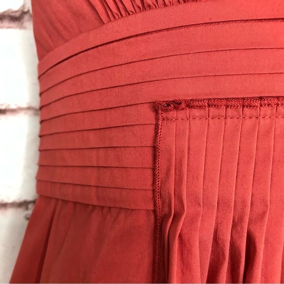 BCBGMAXAzria XS Coral Pleated Faux Wrap V-Neck Empire Waist Peplum Cotton Top XS - Picture 10 of 16